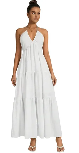 Amazon White Maxi Halter Dress thumbnail 1
