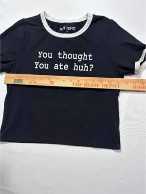 Hot Topic Retro Ringer Tee - 'You Thought You Ate Huh?' - M thumbnail 4