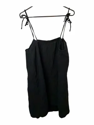 Old Navy Black Cotton Tie-Shoulder Slip Dress thumbnail 2