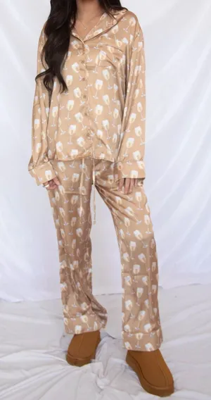 SHOW ME YOUR MUMU: CLASSIC PJ SET - WHITE WINE SILKY size M thumbnail 1