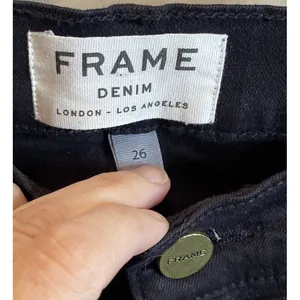 FRAME Womens 26 Le Skinny de‎ Jeanne Jeans Black Distressed Ripped Film Noir thumbnail 3