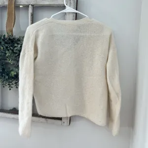 Sezane Willy Mohair Alpaca Henley Sweater Ecru Cream‎ Button Detail XS thumbnail 4