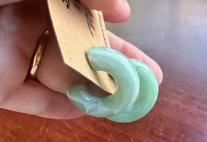 Plastic Jade Chunky Hoops Hoop Earrings Green thumbnail 6