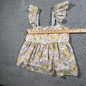 Altar'd State Babydoll Top Women Medium Yellow Pink Floral Ruffle Smocked Boho thumbnail 5