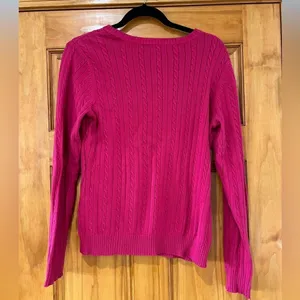 IZOD Women's Cable Knit Sweater Hot Pink Medium thumbnail 3