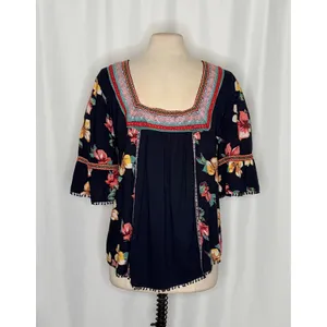 By ANTHROPOLOGIE Dakota Floral Embroidered Top Blouse Peasant Square‎ Neck Large thumbnail 8