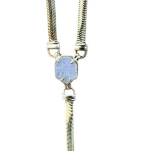 Kendra Scott Starla Long Y Necklace Iridescent Drusy Stone thumbnail 5