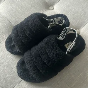 UGG Black Slip On Strapped Back Slippers Size 7 thumbnail 3