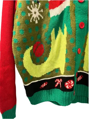 Elf Body Ugly Christmas Cardigan Sweater Women's Size XL Knit Holiday Peppermint thumbnail 4