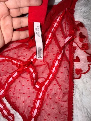 Victoria's Secret Red Sheer Lace-Up Teddy size Large Lingerie thumbnail 6