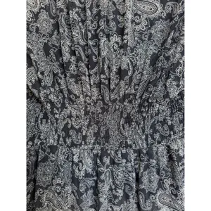 DR2 Womens Paisley Smocked Waist Peplum Blouse Top Black White Size XS ‎ NEW thumbnail 7