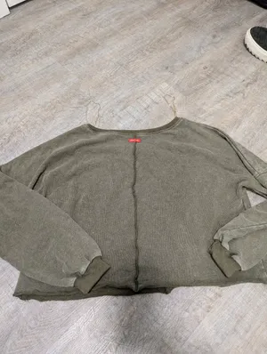 Hard Tail Olive Green Washed Sweater Size M thumbnail 4