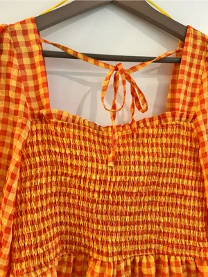 Day + Moon Gingham Romper Orange Yellow Size L thumbnail 10