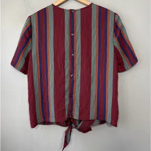 Madewell Striped Tie Front Top Size Medium Rosalinda Beachy Retro Summer Blouse thumbnail 4