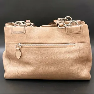 COACH F16531 Penelope Metallic Golden Beige Pebbled Leather Carryall Satchel Bag thumbnail 3