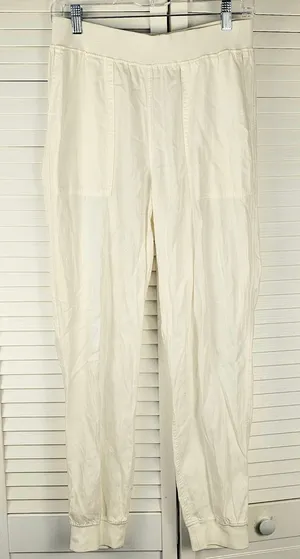 Faherty‎ Womens White Arlie Day Linen Blend Pants Medium thumbnail 1