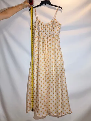 En Saison Ava Gold Polka Dot Ruffle Puff Sleeve Midi Dress Size Medium thumbnail 5