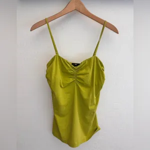 DKNY Lime Green‎ Ruched Cami Tank Top Size Small thumbnail 2