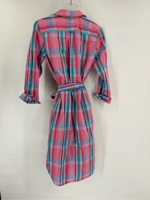 J.Crew Classic fit‎ Cotton Poplin Plaid Shirtdress Preppy Pink AW560 Size 2 thumbnail 4