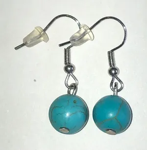 Turquoise Color Beaded Boho Dainty Drop Earrings Blue thumbnail 1