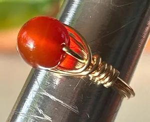 Handmade 💍 Handcrafted Carnelian Wire Wrapped Crystal Ring size 5.5 thumbnail 1