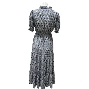 Max Studio Women's XS Blue Floral Maxi Dress Boho Chic 3/4 Sleeve thumbnail 6