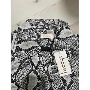 Choosy NWT XS Vintage 90s Faux Snakeskin Leather Trench Coat Duster Jacket Fall thumbnail 9