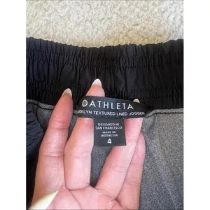 Athleta Brooklyn Textured Lined Jogger Size 4 Black Camo Travel Pants thumbnail 3