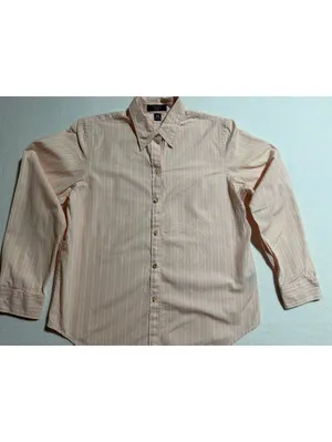 Chaps Petite Pink Striped Button-Up Shirt Size PM thumbnail 2