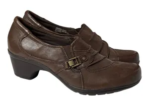 Earth Origins Roxanne Brown Leather Clogs Size 8.5M thumbnail 1