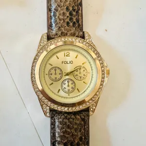 Gold & Snake Print Diamond Watch thumbnail 2