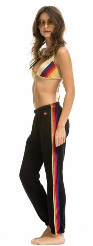Aviator Nation Classic Sweatpants Velvet Stripes Jogger Gray Black Size Small‎ thumbnail 1