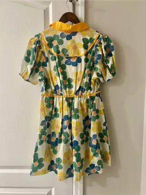 Umgee Yellow Floral Puff-Sleeve Dress thumbnail 4