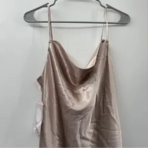 Birdy Grey‎ Lisa Shiny Satin Cowl Neck Sleeveless Midi Dress in Taupe Sz L NEW thumbnail 5