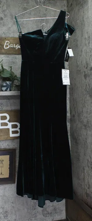 Betsy & Adam Womens One Shoulder Velvet Gown Dress A21575P Hunter Green 6P thumbnail 1