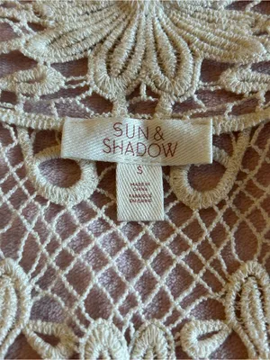 Sun & Shadow ivory crochet floral duster vest pointed hem size S festival boho thumbnail 5
