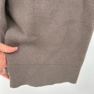 ZARA Knit Wide Leg Pants Brown Fleece Textured Ribbed Hem Pull-On Lounge Small thumbnail 5