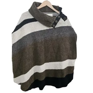 Anthropologie Tabitha Poncho Sz Med Wool Sweater Lagenlook Boxy Casual‎ thumbnail 5
