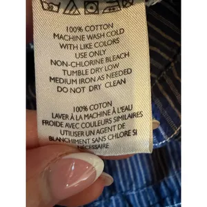 BDG Shirt Women Small Blue Mixed Stripe Band Collar Cotton Top Popover Preppy thumbnail 10