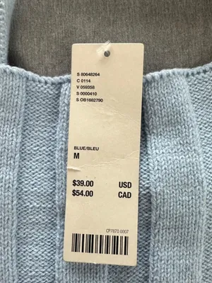 NEW Urban Outfitters Size Medium Ribbed Knit Blue Camisole Crop Top Summer thumbnail 4