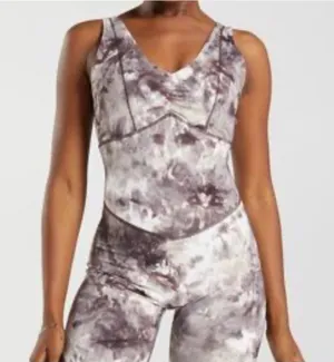 Gymshark Camo Spray Dyed Romper features a distinctive V-neckline women's Medium thumbnail 1