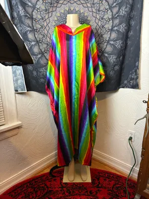 Rainbow Silky Robe/ Poncho/ Dress (Vintage!) Multiple thumbnail 3