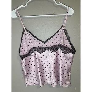 Victoria’s Secret Pink & Black Lace Trim Polka Dot Cami Top Women’s Size Medium thumbnail 4