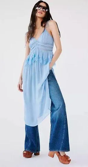 Free people kiki slip blue midi dress nwot xl thumbnail 1