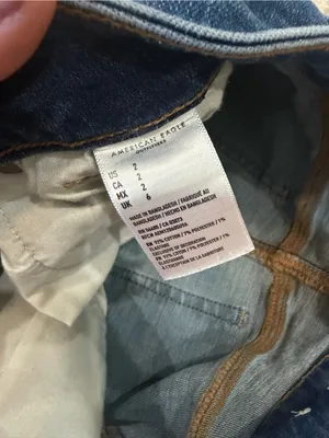 American Eagle Hi-Rise Shortie Denim Shorts Size 2 Distressed Blue thumbnail 5