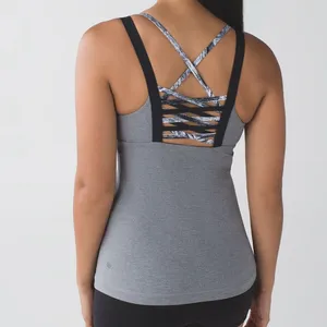 LULULEMON GREY STRAPPY BACK ATHLETIC TANK HIP LENGTH thumbnail 2