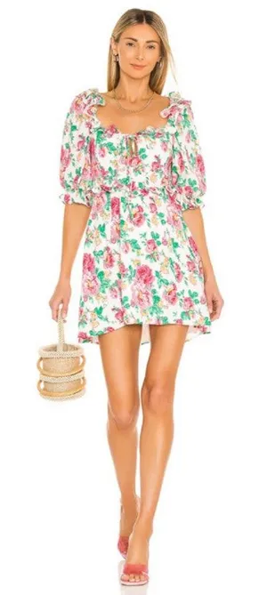For Love & Lemons NEW Imogen Mini Dress‎ Large Floral Victorian Fate Summer thumbnail 1