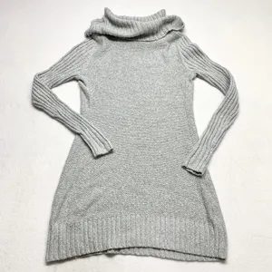 Abercrombie & Fitch Cowl Neck Sweater Dress Womens Size S Grey Knit Cotton Blend thumbnail 1