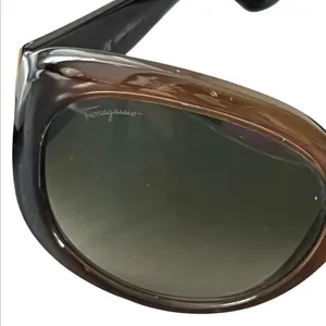 Salvatore Ferragamo brown oversized oval sunglasses tortoise shell frame Y2K thumbnail 7
