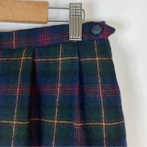Bristol County Vintage 100% Wool Tartan Plaid Skirt Navy Green Made in USA 10? thumbnail 5